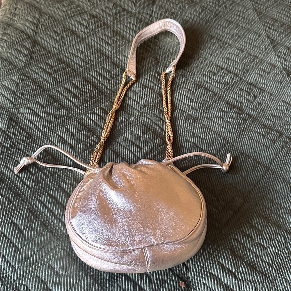 Vintage Brown’s leather gold bag made in Italy.